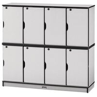Rainbow Accents 4696JC180 48 1/2 inch x 15 inch x 45 1/2 inch Locking 8-Section Black TRUEdge Freckled-Gray Double Stack Laminate Locker