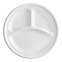 Dart 9CPWF 9" White 3 Compartment Famous Service Impact Plastic Plate - 125/Pack