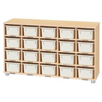 Jonti-Craft TrueModern 1716JC 48 1/2 inch x 15 inch x 29 1/2 inch 20-Cubbie Shelf with White Trays