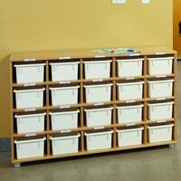 Jonti-Craft TrueModern 1716JC 48 1/2 inch x 15 inch x 29 1/2 inch 20-Cubbie Shelf with White Trays
