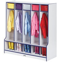 Rainbow Accents 0468JCWW003 48 inch x 17 1/2 inch x 50 1/2 inch 5-Section Blue TRUEdge Freckled-Gray Laminate Coat Locker with Step