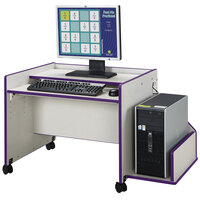 Rainbow Accents 3487JC004 Enterprise 29 1/2 inch x 25 1/2 inch x 24 inch Mobile Purple TRUEdge Freckled-Gray Laminate Single Computer Desk with Adjustable Keyboard Shelf