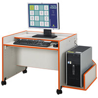 Rainbow Accents 3487JC114 Enterprise 29 1/2 inch x 25 1/2 inch x 24 inch Mobile Orange TRUEdge Freckled-Gray Laminate Single Computer Desk with Adjustable Keyboard Shelf