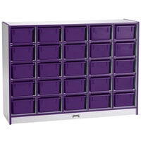 Rainbow Accents 0426JCWW004 48" x 15" x 35 1/2" Mobile 25-Cubbie Purple TRUEdge Freckled-Gray Laminate Storage Cabinet with Purple Trays