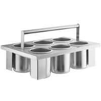 Steril-Sil E1-BSOE-SS Stainless Steel 6-Cylinder Drop-In Flatware Basket with Solid Stainless Steel Cylinders