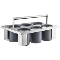 Steril-Sil E1-BSOE-GRAY Stainless Steel 6-Cylinder Drop-In Flatware Basket with Gray Solid Cylinders
