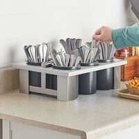 Steril-Sil E1-BSOE-GRAY Stainless Steel 6-Cylinder Drop-In Flatware Basket with Gray Solid Cylinders