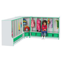 Rainbow Accents 6682JCWW119 24 inch x 24 inch x 35 inch Toddler-Height Green TRUEdge Freckled-Gray Laminate Corner Coat Locker with Step