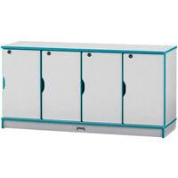 Rainbow Accents 4688JC005 48 1/2 inch x 15 inch x 24 inch Locking 4-Section Teal TRUEdge Freckled-Gray Single Stack Laminate Locker