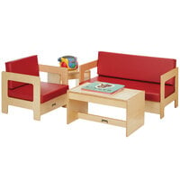 Jonti-Craft Baltic Birch 0380JC 4-Piece Red Cushion Children's Wood Living Room Set
