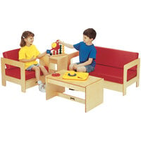 Jonti-Craft Baltic Birch 0380JC 4-Piece Red Cushion Children's Wood Living Room Set
