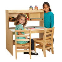 Jonti-Craft Baltic Birch 9522JC 36 inch x 24 inch x 38 1/2 inch Children's Wood Dual Writing Desk with Laminate Top and Overhead Shelf
