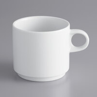 Sant'Andrea W6052344563 Nexus 12.5 oz. Round Bright White Stackable Embossed Porcelain Mug by Oneida - 36/Case