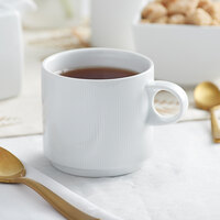 Sant'Andrea W6052344563 Nexus 12.5 oz. Round Bright White Stackable Embossed Porcelain Mug by Oneida - 36/Case