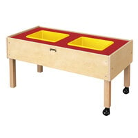 Jonti-Craft Baltic Birch 0486JC 41 1/2 inch x 20 1/2 inch x 20 inch Toddler-Height Mobile 2-Tub Wood Sensory Table
