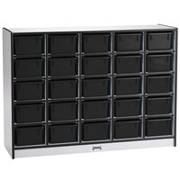 Rainbow Accents 0425JCWW180 48" x 15" x 35 1/2" Mobile 25-Cubbie Black TRUEdge Freckled-Gray Laminate Storage Cabinet