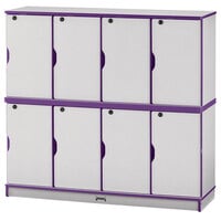 Rainbow Accents 4696JC004 48 1/2 inch x 15 inch x 45 1/2 inch Locking 8-Section Purple TRUEdge Freckled-Gray Double Stack Laminate Locker