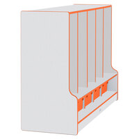 Rainbow Accents 6685JCWW114 48 inch x 17 1/2 inch x 35 inch Toddler-Height 5-Section Orange TRUEdge Freckled-Gray Laminate Coat Locker with Orange Trays and Step
