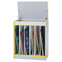 Rainbow Accents 0543JCWW007 24 1/2 inch x 15 inch x 30 inch Yellow TRUEdge Freckled-Gray Big Book Easel with Write-n-Wipe Board