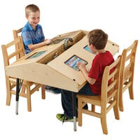 Jonti-Craft Baltic Birch 3397JCE 42 inch x 32 1/2 inch x 22 inch-31 inch Stationary Children's Quad Wood Tablet Table with Storage
