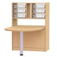 Jonti-Craft Baltic Birch 9517JC 29 inch x 48 inch x 40 inch STEM Makerspace Children's Wood Table With Rotating Bottom Shelf, Removable Shelves, and 6 Plastic Paper Trays