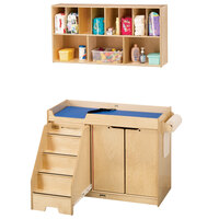 Jonti-Craft Baltic Birch 5135JC Combo Wood Toddler Changing Cabinet / Wall-Mount Shelf Organizer - Left Side Stairs