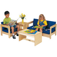 Jonti-Craft Baltic Birch 0381JC 4-Piece Blue Cushion Children's Wood Living Room Set
