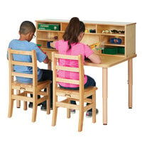 Jonti-Craft Baltic Birch 6280JCP251 Store-More 48 inch x 30 inch x 27 1/2 inch-37 1/2 inch Adjustable Wood Children's Work Table with Maple Laminate Top and 8-Section Storage