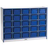 Rainbow Accents 0426JCWW003 48" x 15" x 35 1/2" Mobile 25-Cubbie Blue TRUEdge Freckled-Gray Laminate Storage Cabinet with Blue Trays
