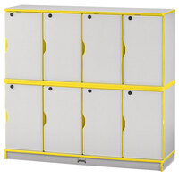 Rainbow Accents 4696JC007 48 1/2 inch x 15 inch x 45 1/2 inch Locking 8-Section Yellow TRUEdge Freckled-Gray Double Stack Laminate Locker