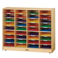 Jonti-Craft Baltic Birch 4141JC 42" x 15" x 35 1/2" 36-Slot Mobile Wood Classroom Mailbox Organizer