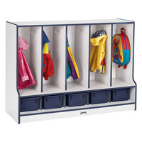 Rainbow Accents 6684JCWW112 48 inch x 17 1/2 inch x 35 inch Toddler-Height 5-Section Navy TRUEdge Freckled-Gray Laminate Coat Locker with Step