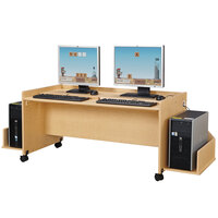 MapleWave 3488JC011 Enterprise 48 inch x 25 1/2 inch 24 inch Mobile Double Computer Desk with Adjustable Keyboard Shelf