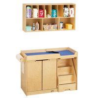 Jonti-Craft Baltic Birch 5143JC Combo Wood Toddler Changing Cabinet / Wall-Mount Shelf Organizer - Right Side Stairs