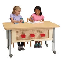 Jonti-Craft Baltic Birch 6474JCM251 48 inch x 30 inch x 20 inch-31 inch Children's STEM Table / Workstation with 2 Drawers, 2 Write-n-Wipe Whiteboard Panels, and Pegboard Modesty Panel