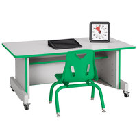 Rainbow Accents 3351JC119 Apollo 42 inch x 24 inch x 30 inch Adjustable Height Mobile Green TRUEdge Freckled-Gray Laminate Computer Desk
