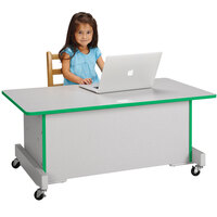 Rainbow Accents 3351JC119 Apollo 42 inch x 24 inch x 30 inch Adjustable Height Mobile Green TRUEdge Freckled-Gray Laminate Computer Desk
