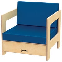 Jonti-Craft Baltic Birch 3761JC 19 1/2 inch x 20 inch x 20 inch Blue Cushion Children's Wood Living Room Chair