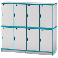 Rainbow Accents 4696JC005 48 1/2 inch x 15 inch x 45 1/2 inch Locking 8-Section Teal TRUEdge Freckled-Gray Double Stack Laminate Locker