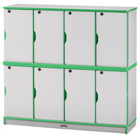 Rainbow Accents 4696JC119 48 1/2 inch x 15 inch x 45 1/2 inch Locking 8-Section Green TRUEdge Freckled-Gray Double Stack Laminate Locker