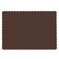 Hoffmaster 310561 10 inch x 14 inch Chocolate Brown Colored Paper Placemat with Scalloped Edge - 1000/Case