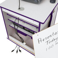 Rainbow Accents 3310JCWW004 24 inch x 23 inch x 30 inch Locking Mobile 4-Section Purple TRUEdge Freckled-Gray Laminate Presentation Cart with Purple Trays