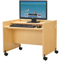 MapleWave 3487JC011 Enterprise 29 1/2 inch x 25 1/2 inch x 24 inch Mobile Single Computer Desk with Adjustable Keyboard Shelf