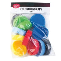 Tablecraft 63FCAPA Solid Assorted Color End Caps for Inverted or Squeeze Bottles with a 63 mm Opening - 12/Pack