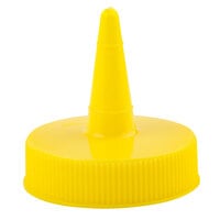 Tablecraft 100TM TipTop Solid Yellow Standard Cone Tip Cap for Squeeze Bottles with a 38 mm Opening