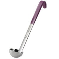 Vollrath 4980280 Jacob's Pride 2 oz. One-Piece Stainless Steel Ladle with Purple Kool-Touch® Handle