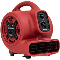 XPOWER P-230AT-Red 3-Speed Compact Air Mover with GFCI Power Outlets and Timer - 1/5 hp