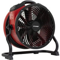 XPOWER X-39AR-Red Variable Speed Industrial Axial Fan with Sealed Motor and GFCI Power Outlets - 1/4 hp