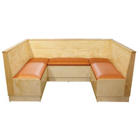 American Tables & Seating AS36-WBB-PS-1/2 Bead Board Back Platform Seat 1/2 Circle Wood Corner Booth - 36 inch High