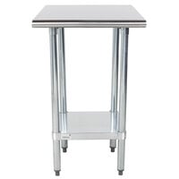 Advance Tabco GLG-242 24" x 24" 14 Gauge Stainless Steel Work Table with Galvanized Undershelf